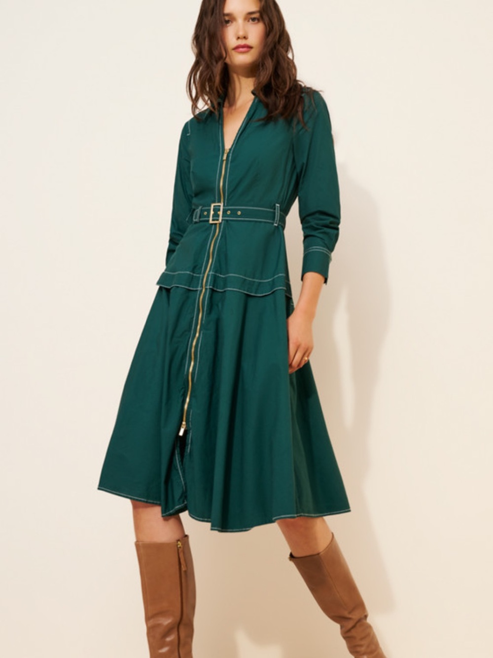 Anthropologie Zip Front Midi Dress - Picture 2 of 4